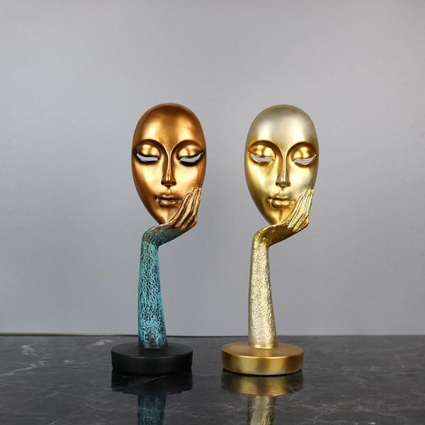 

decorative objects & figurines nordic creative art face mask ornaments abstract character sculpture crafts resin embellishments home decor m