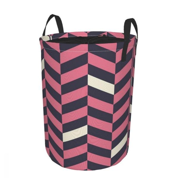

pink white black stripes round tunic dirty pocket folding laundry basket large capacity clothes storage bag waterproof w012 bags