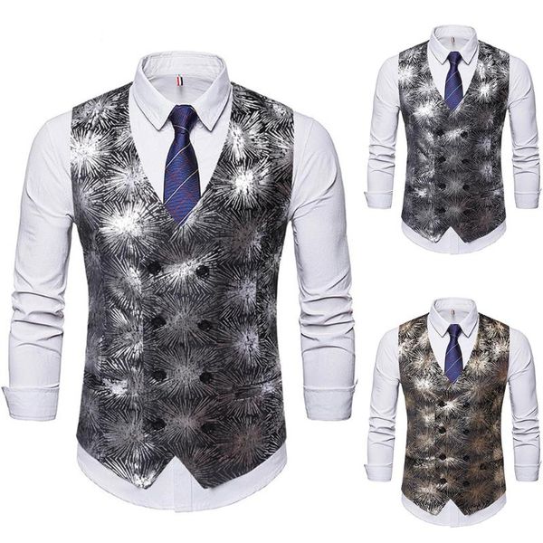 

men's vests formal male double breasted wedding party business vest outwear casual waistcoat men clothing 2021, Black;white