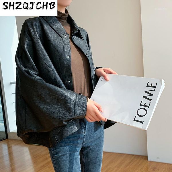 

spring genuine leather coat women's short sheepskin jacket small cloak loose suits & blazers, White;black
