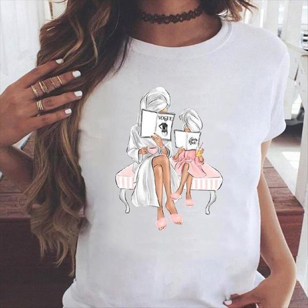 

graphic fashion sweet happy time women short sleeve mama mom mother summer print female clothes tees, White
