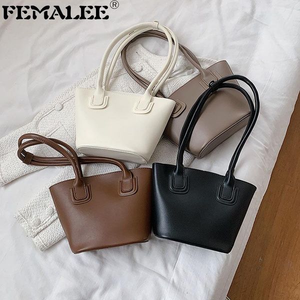 

shoulder bags high sense solid color ladies bucket simply pu leather women handbags and purses 2021 autumn luxury bag for female