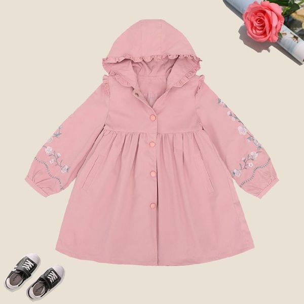 

coat spring long sleeve windbreakers for girls children embroidery coats kids clothes autumn 6 8 10 12 14 years, Blue;gray