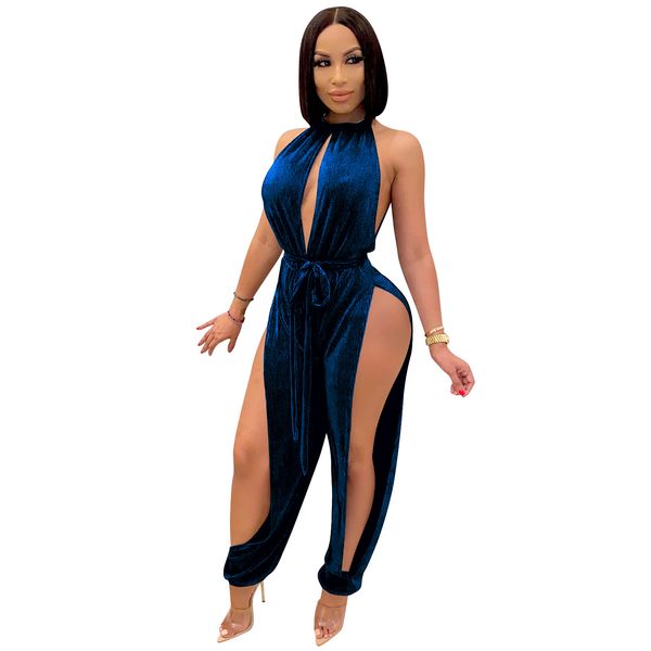 

european plus size light luxuryx cross-border new fashion european and american style lace-up stretch split womens jumpsuit, Black;white