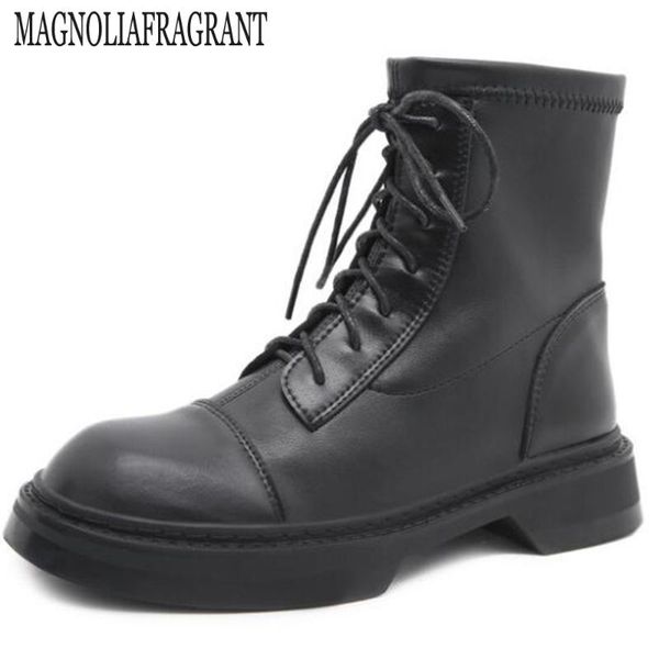 

boots autumn fashion ankle women lace-up zip platform ladies winter casual non-slip zapatillas mujer ay160, Black
