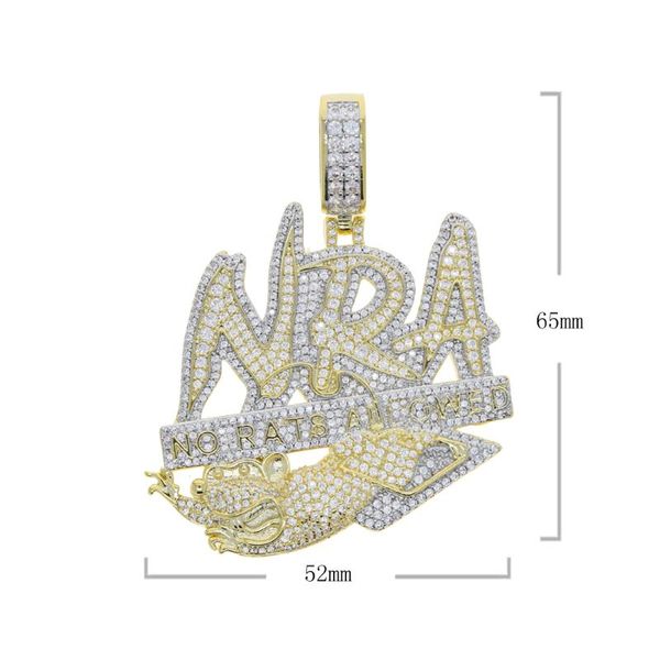 

chains iced out men hip hop punk necklace with 5a cz letter no rats allowed pendant rope chain long necklaces jewelry drop ship, Silver