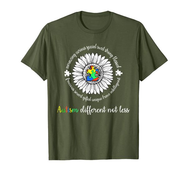

autism different not less daisy t shirt autism awareness tee, White;black