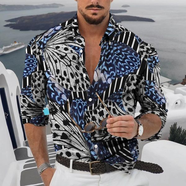 

men's casual shirts 2021 fall long shirt single-breasted button lapel 3d est daily fashion young animal harajuku theme, White;black