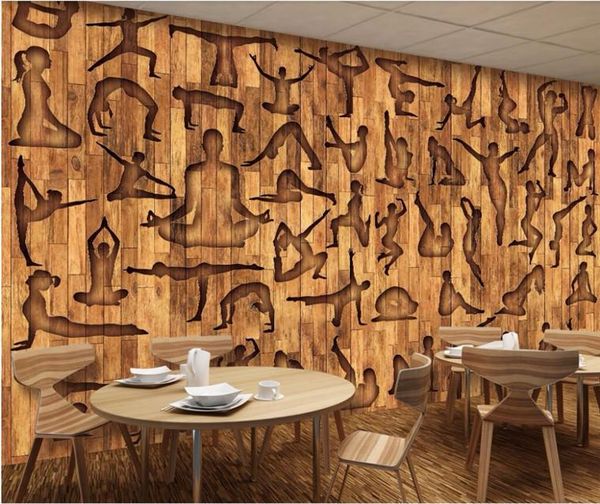 

wallpapers custom wallpaper po murals fitness sports yoga leisure clubs wood grain tooling background for walls 3 d