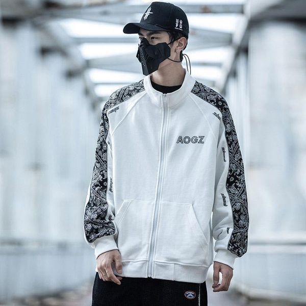 

men's jackets autumn winter jacket cardigan sweatshirt stand-up collar daily casual loose trend ins cashew flower couple outfit, Black;brown