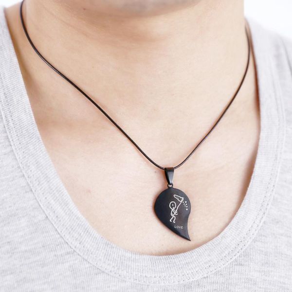 

pendant necklaces valentine heart shape love chic crystal i you necklace for women men lover jewelry gift wholesale, Silver