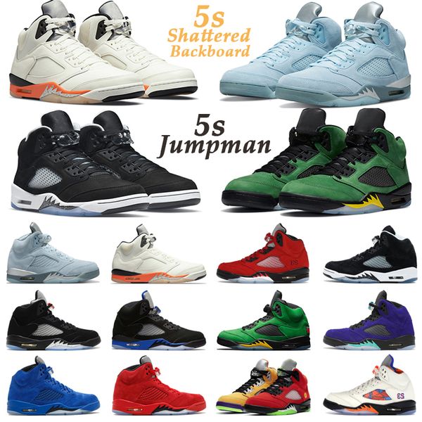 

5s men basketball shoes 5 blue bird shattered backboard raging red racer blue og black metallic michigan white cement mens trainers sports s