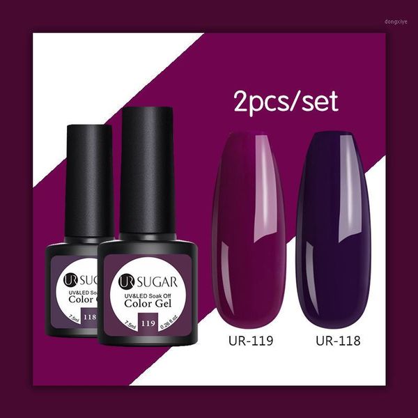 

sugar 2pcs/set uv gel nail polish semi permanent soak off nails art painting led varnish lacquer 7.5ml1, Red;pink