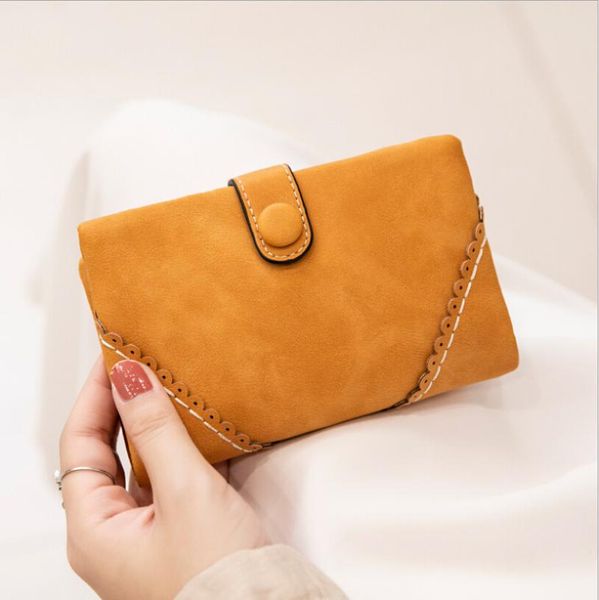 

wallets fashion purse women's short wallet retro grinding lace large capacity clutch bags, Red;black