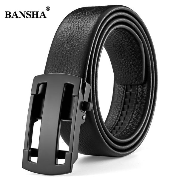 

belts men's belt genuine leather business men automatic buckle cowhide for strap jeans fashion accessories, Black;brown