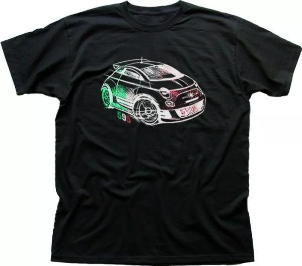 

Abarth Car Rally logo Fiat Italia black cotton t-shirt 01334, White;black