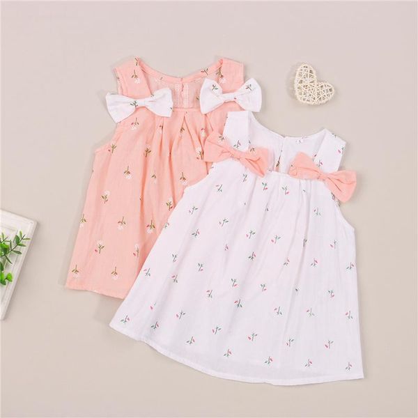

girl's dresses toddler baby girls casual breathable suspender short dress,summer sweet little flower bow a-line princess dress,3months-, Red;yellow