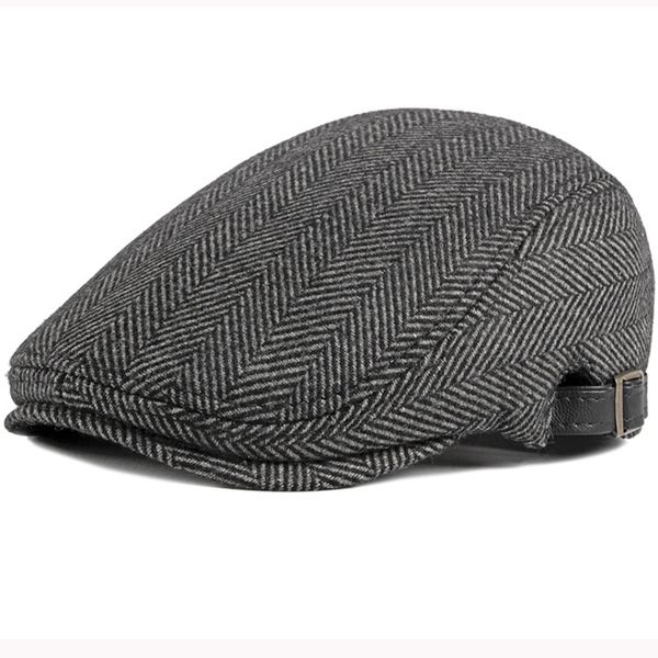 

ht2888 berets men autumn winter wool hat striped ivy newsboy flat cap artist painter hat male adjustable beret capg, Blue;gray