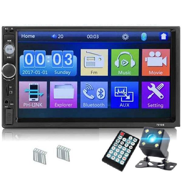 Lettori MP4 7010B 2 Din Autoradio Lettore da 7 pollici Mp5 Schermo di contatto Bluetooth Specchio multimediale Monitor per fotocamera di backup Android (4 LED)