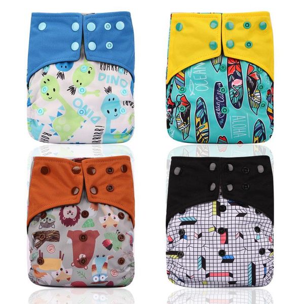

pororo wholesale 4pcs  baby cloth diaper with color tab, washable bamboo charcoal inner material pocket set diapers