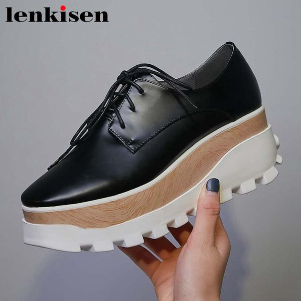 

dress shoes lenkisen full grain leather square toe high heels handmade quality thick bottom lace up bowtie daily women pumps l1f2, Black