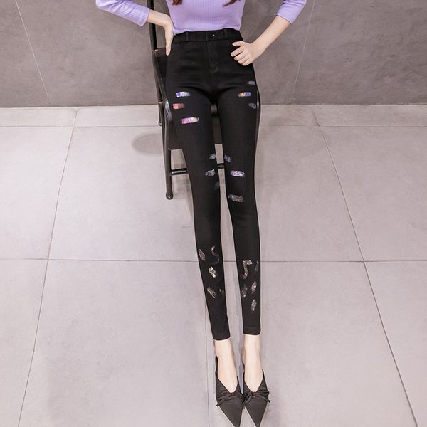 

d 1193 black european spring new fashion women's clothing color joker slacks chao fan feet pencil pants female trousers, Blue