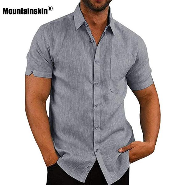 

mountainskin men's linen shirt short sleeve loose button summer solid comfort cotton casual vacation tee mt146 shirts, White;black