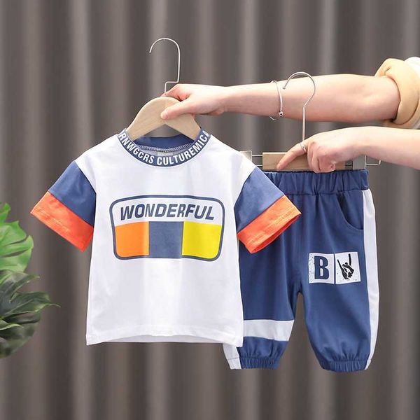 

kids clothes sets baby boy summer cute outfit designer wholesale costume suit vacation t-shirt pants 2 pieces clothing, White