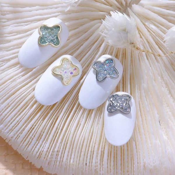 

nail art decorations diy cute peach heart charm metal alloy square frame jewelry manicure accessories, Silver;gold