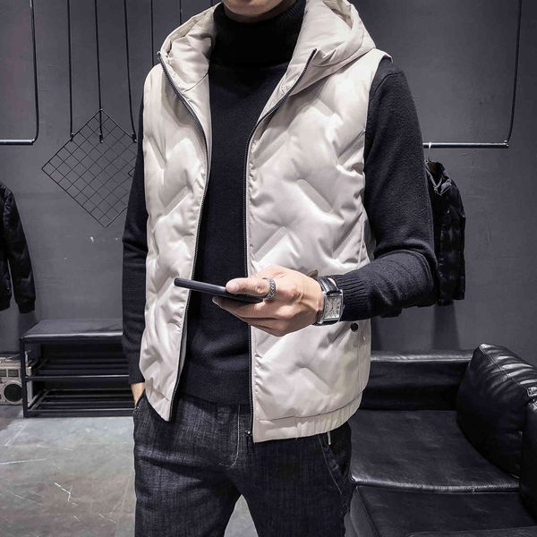

men's jackets new hooded down vest men sleeveless coats casual warm padded mens waistcoat fashion clothing zipper gs55, Black;brown