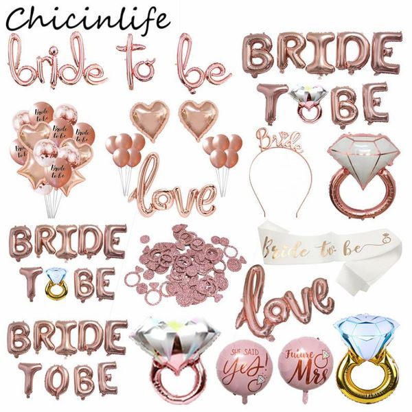 

party decoration chicinlife bride to be diamond ring foil balloon sash crown headband bachelorette bridal shower wedding hen supplie
