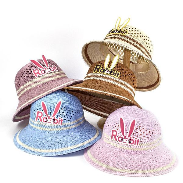 

wide brim hats lovely baby hat cartoon ears girl boy breathable mesh cap summer beach sun infant bonnet, Blue;gray