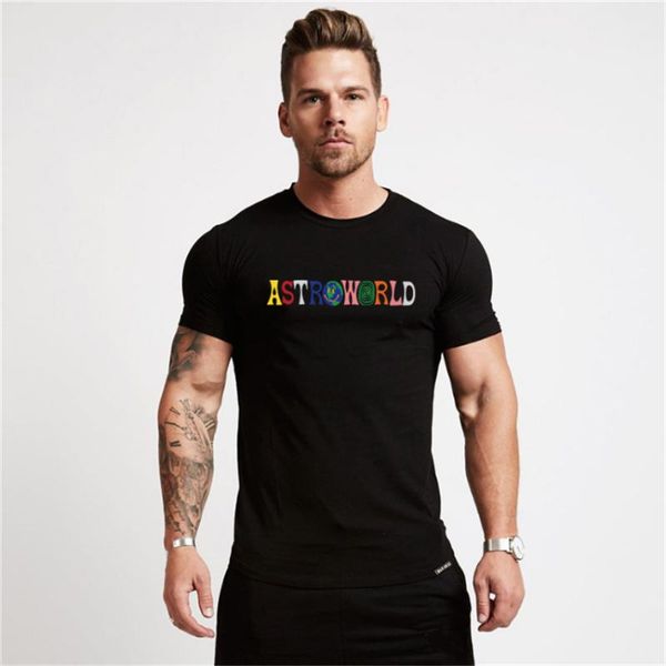 

astroworld printed cotton t-shirt harajuku fashion short sleeve casual men's for spring/summer t-shirts, White;black