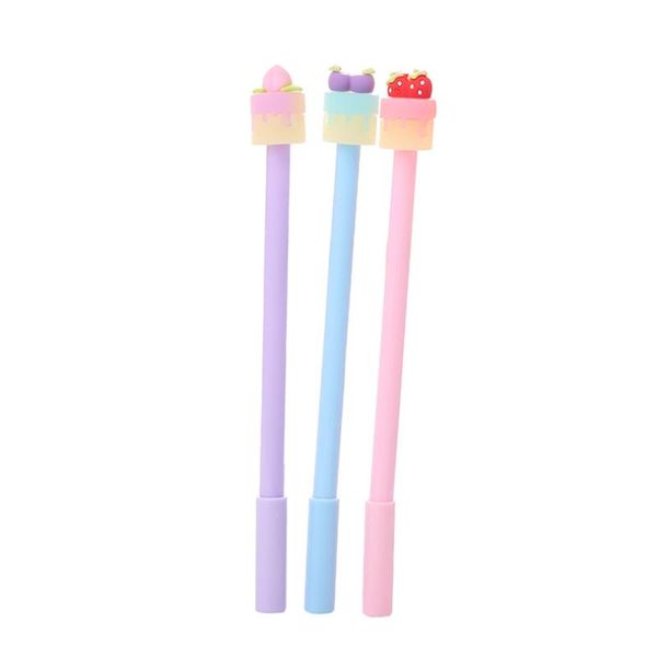 

3pc kawaii cake gel pen cartoons black signature water accessories office school supplies korean stationery pens