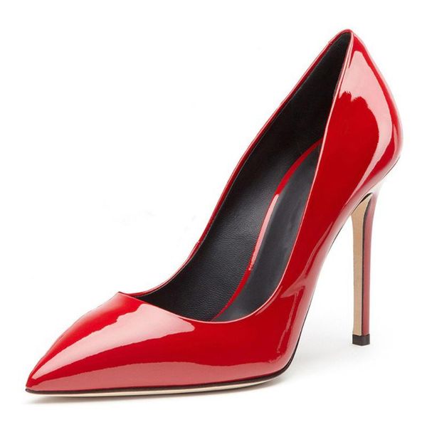 

dress shoes lovirs women's pumps pointed toe high heels patent leather stiletto basic shallow wedding party size 4-15, Black