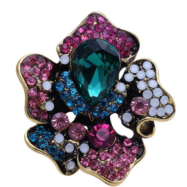 

pins, brooches zlxgirl jewelry fashion green drop crystal flower shape pin brand wedding scarf pins accessory clothing hijab, Gray