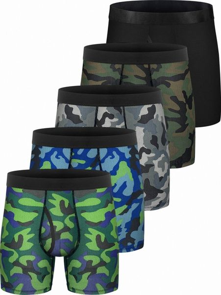 

men 5pcs camo boxer brief e7et#, Black;brown