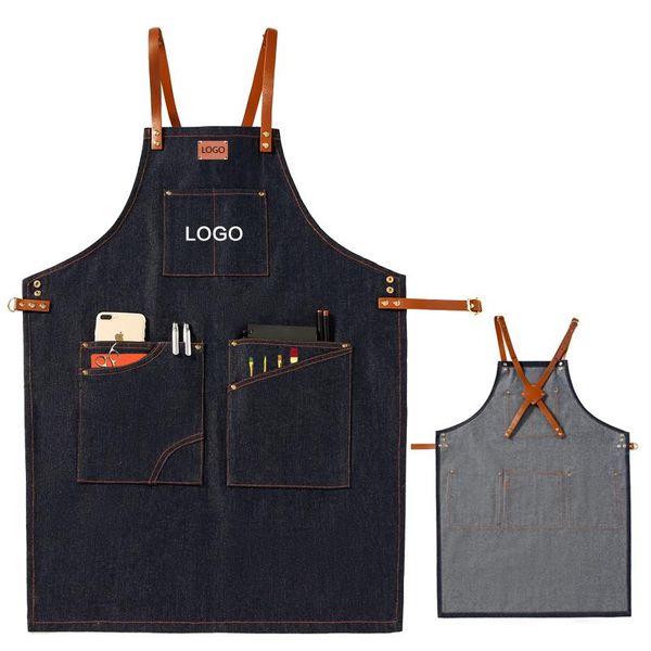 

aprons denim apron, milk tea shop, coffee restaurant hairdresser, floral overalls for men and women can be customized logo