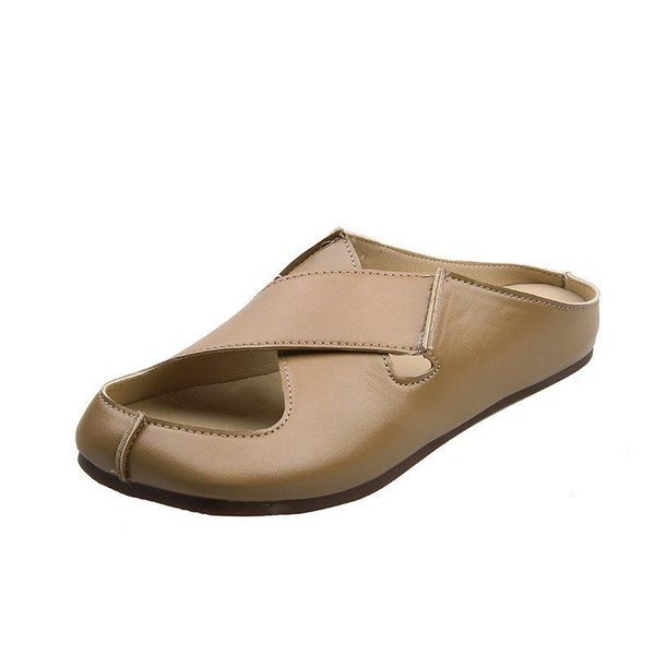 

slippers fairy style flat sandals women 2021 summer jelly sports comfortable roman two-wear cross tide, Black