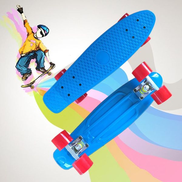 

kids 22'' fish board skateboard with colored led wheels flashing children boys girls longboard skate boards skateboarding