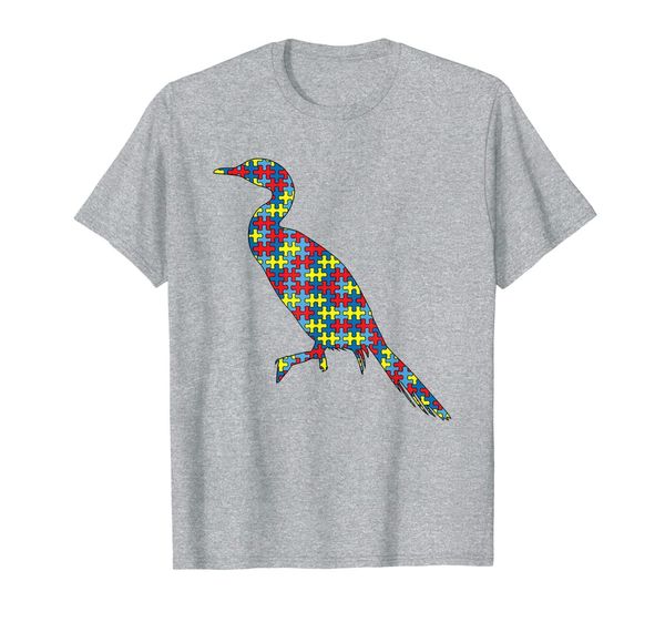 

cormorant autism awareness kids bird puzzle day mom gift t-shirt, White;black