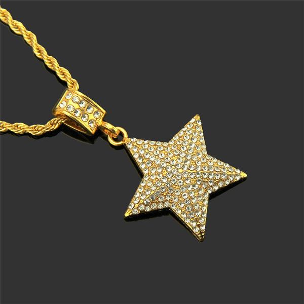 

pendant necklaces 1pc personality hip hop three-dimensional five-pointed star necklace cool costume, Silver