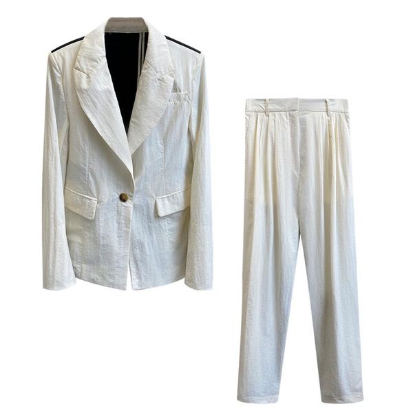 

women's two piece pants getspring women set black white color matching retro suit blazer high waist casual two-piece 2021