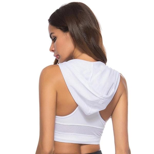 

yoga outfit sucaryan hooded sport women's bra mesh tube bras underwear women anti-shake sports gym vest