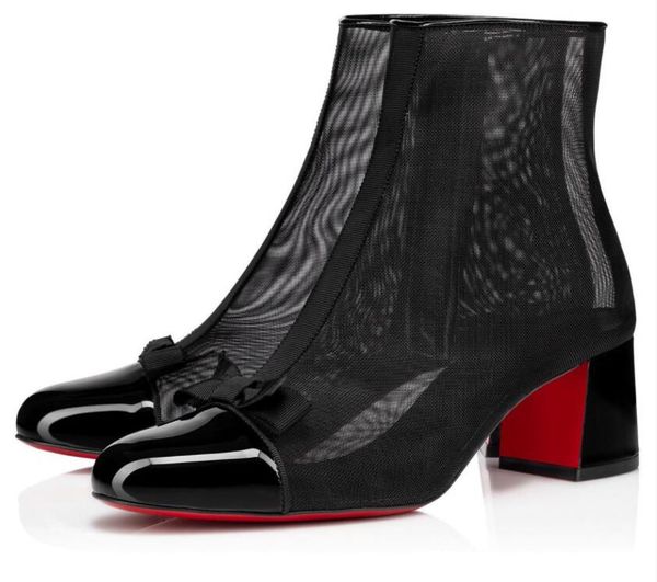 

elegant fashion women red bottom ankle boots checkypoint booty mesh leather nude black lady booties high heels combat boot party dress weddi