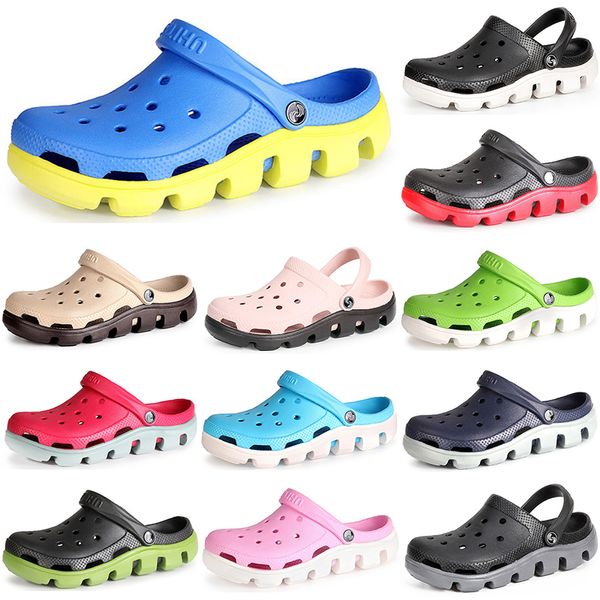 

men's hole slippers trend summer women wear-resistant soft soled sandals breathable beach shoes men comfortable outdoor slip on, Black