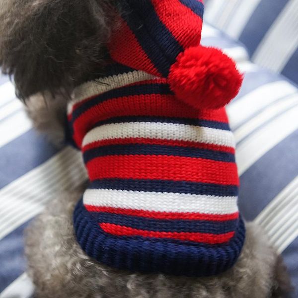 

petcircle pet circle dog clothes qiu dong outfit stripe bust feet in cap knitting a sweater apparel