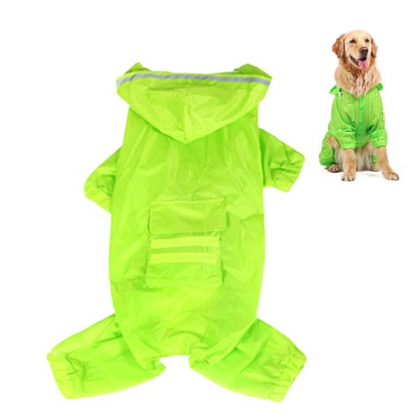 

dog apparel portable wear resistant waterproof clothes with hole raincoat labrador pet supplies reflective strip outdoor hooded jumpsuit