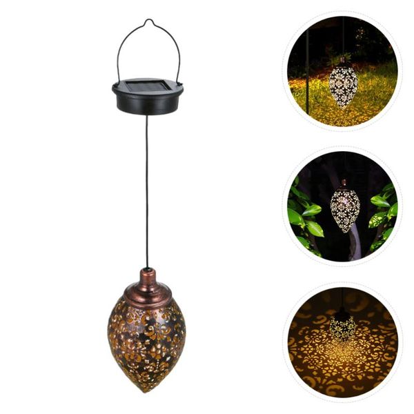 

solar lamps 1pc powered iron art hollow-out lantern courtyard garden light