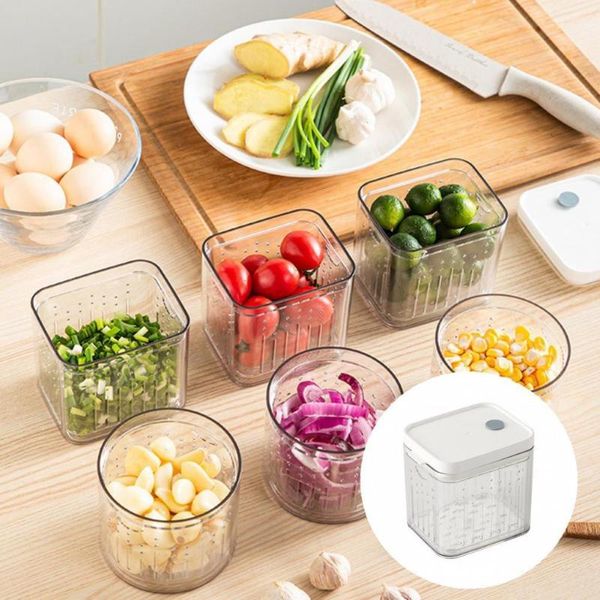 

storage bottles & jars creative refrigerator round drain sealed box for ginger garlic onion keep fresh fridge tray kitchen organizer